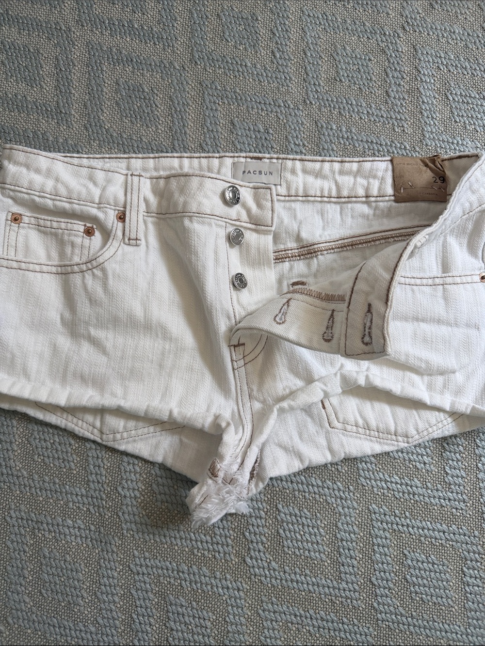 PacSun White Denim low rise micro short 29